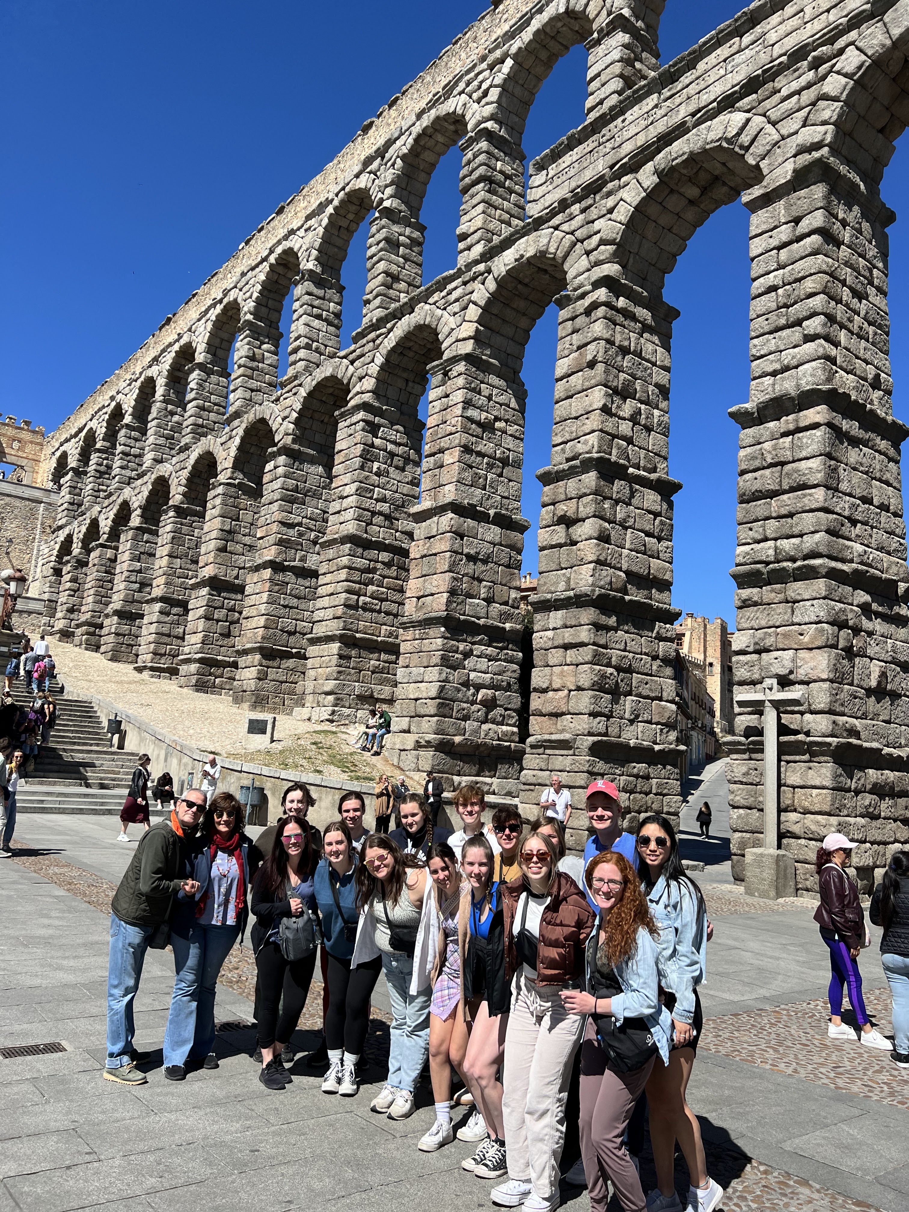 Students at the Roman Aqueduct of Segovia