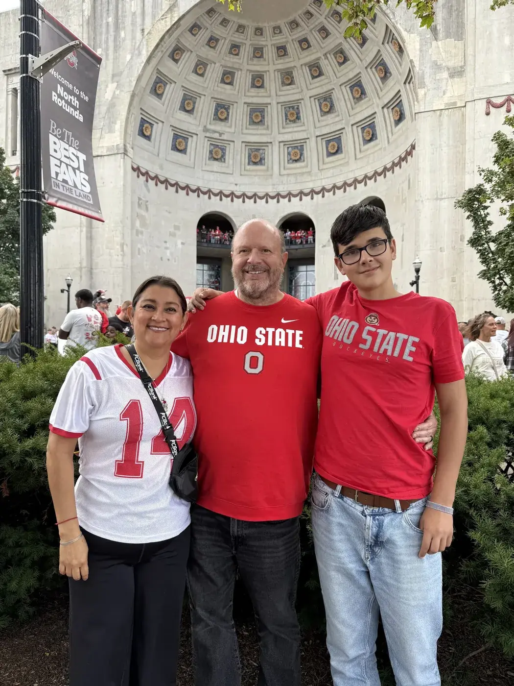 A Columbus host family with their exchange student at Ohio State
